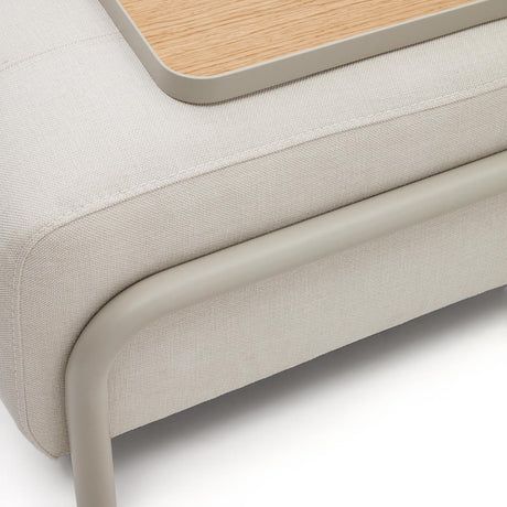 Compo 3-Sitzer-Sofa Beige, kleines Tablett Eichenfurnier und Metallgestell grau 232cm - ZEN ZONE