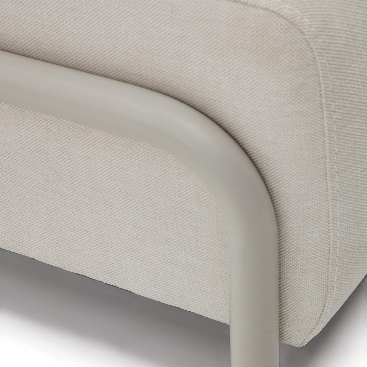 Compo 3-Sitzer-Sofa Beige, kleines Tablett Eichenfurnier und Metallgestell grau 232cm - ZEN ZONE