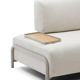 Compo 3-Sitzer-Sofa Beige, kleines Tablett Eichenfurnier und Metallgestell grau 232cm - ZEN ZONE
