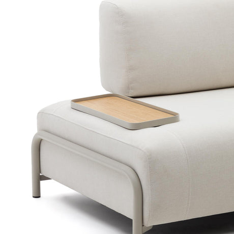 Compo 3-Sitzer-Sofa Beige, kleines Tablett Eichenfurnier und Metallgestell grau 232cm - ZEN ZONE