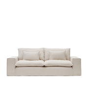 Anarela 3-Sitzer-Sofa mit abnehmbarem Bezug und Kissen aus Leinen Beige 280 cm - ZEN ZONE Furniture