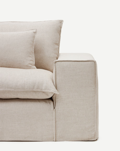Anarela 3-Sitzer-Sofa mit abnehmbarem Bezug und Kissen aus Leinen Beige 280 cm - ZEN ZONE Furniture