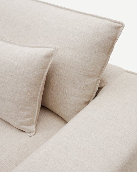 Anarela 3-Sitzer-Sofa mit abnehmbarem Bezug und Kissen aus Leinen Beige 280 cm - ZEN ZONE Furniture