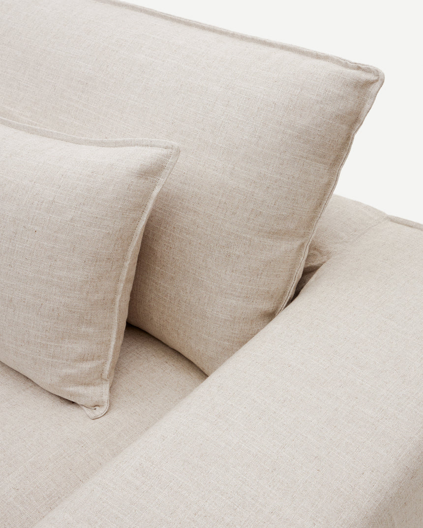 Anarela 3-Sitzer-Sofa mit abnehmbarem Bezug und Kissen aus Leinen Beige 280 cm - ZEN ZONE Furniture