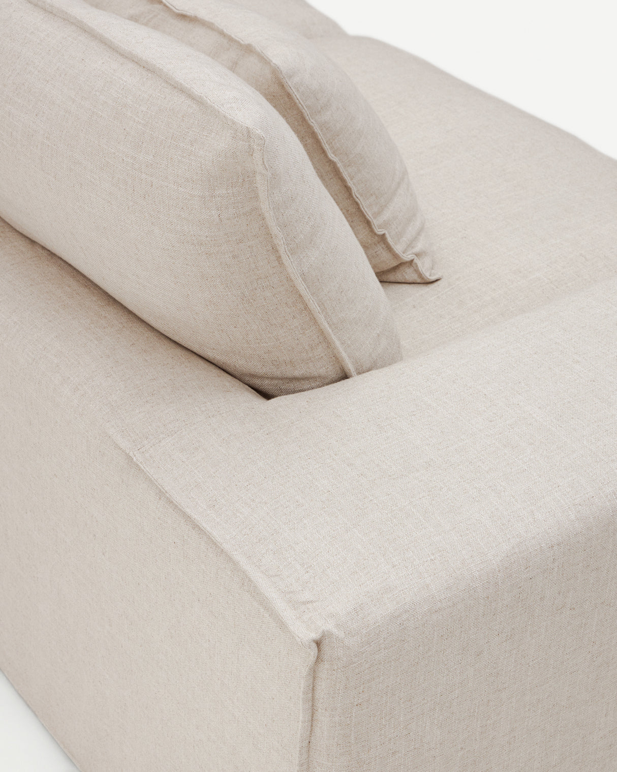 Anarela 3-Sitzer-Sofa mit abnehmbarem Bezug und Kissen aus Leinen Beige 280 cm - ZEN ZONE Furniture