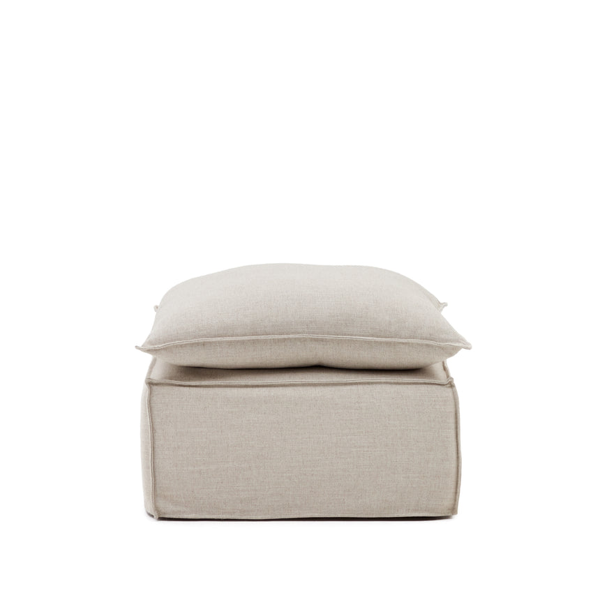 Anarela Pouf ,abnehmbarem Bezug und Kissen, Leinen Beige 80 x 80 cm - ZEN ZONE Furniture