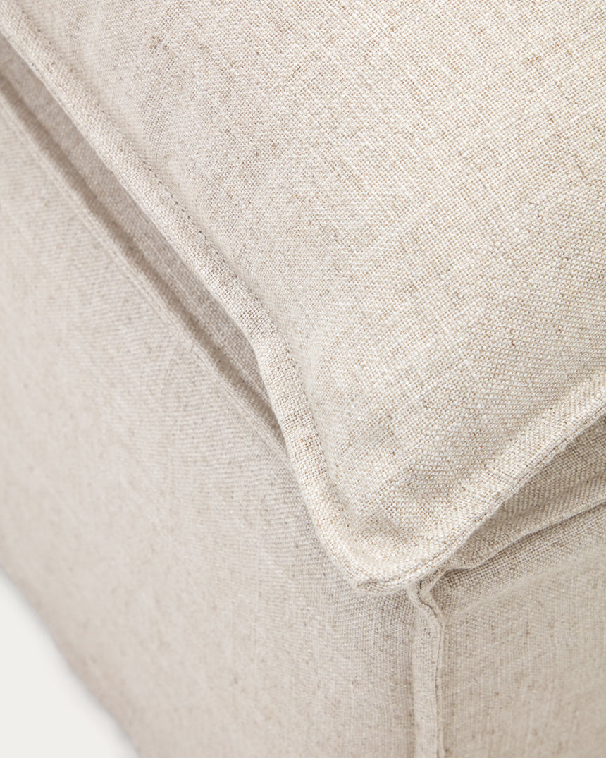 Anarela Pouf ,abnehmbarem Bezug und Kissen, Leinen Beige 80 x 80 cm - ZEN ZONE Furniture