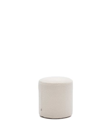 Fußhocker Kaeli mit abnehmbarem Bezug in Bouclé Farbe Écru Ø 43 cm - ZEN ZONE Furniture