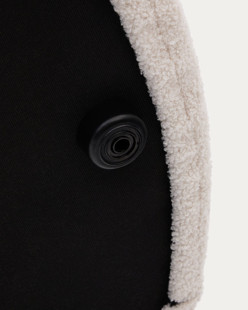 Fußhocker Kaeli mit abnehmbarem Bezug in Bouclé Farbe Écru Ø 43 cm - ZEN ZONE Furniture