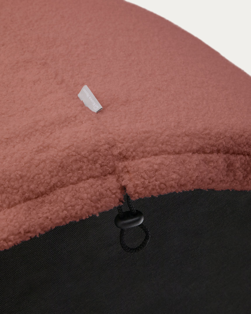 Fußhocker Kaeli mit abnehmbarem Bezug in terrakottafarbenem Bouclé Ø 43 cm - ZEN ZONE Furniture