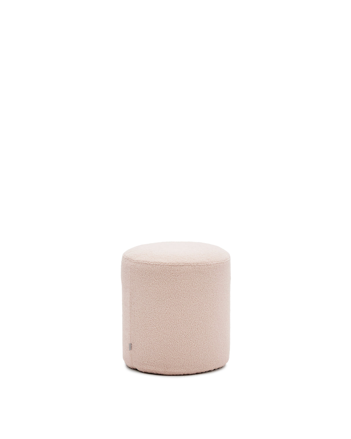 Fußhocker Kaeli mit abnehmbarem Bezug in rosa Bouclé Ø 43 cm - ZEN ZONE Furniture