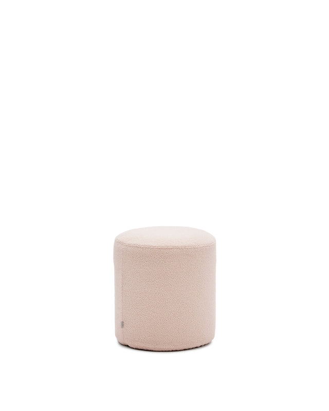 Fußhocker Kaeli mit abnehmbarem Bezug in rosa Bouclé Ø 43 cm - ZEN ZONE Furniture