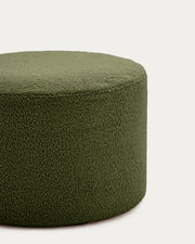 Fußhocker Kaeli mit abnehmbarem Bezug in grünem Bouclé Ø 60 cm - ZEN ZONE Furniture