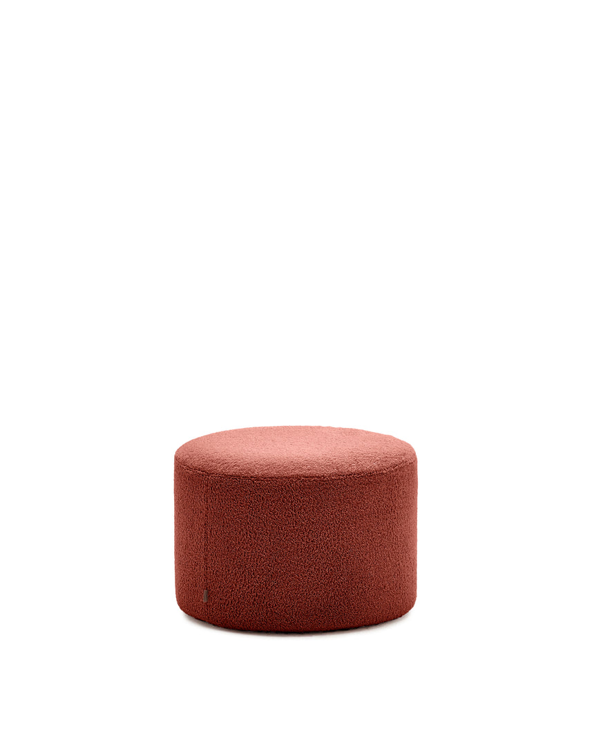 Fußhocker Kaeli mit abnehmbarem Bezug in terrakottafarbenem Bouclé Ø 60 cm - ZEN ZONE Furniture