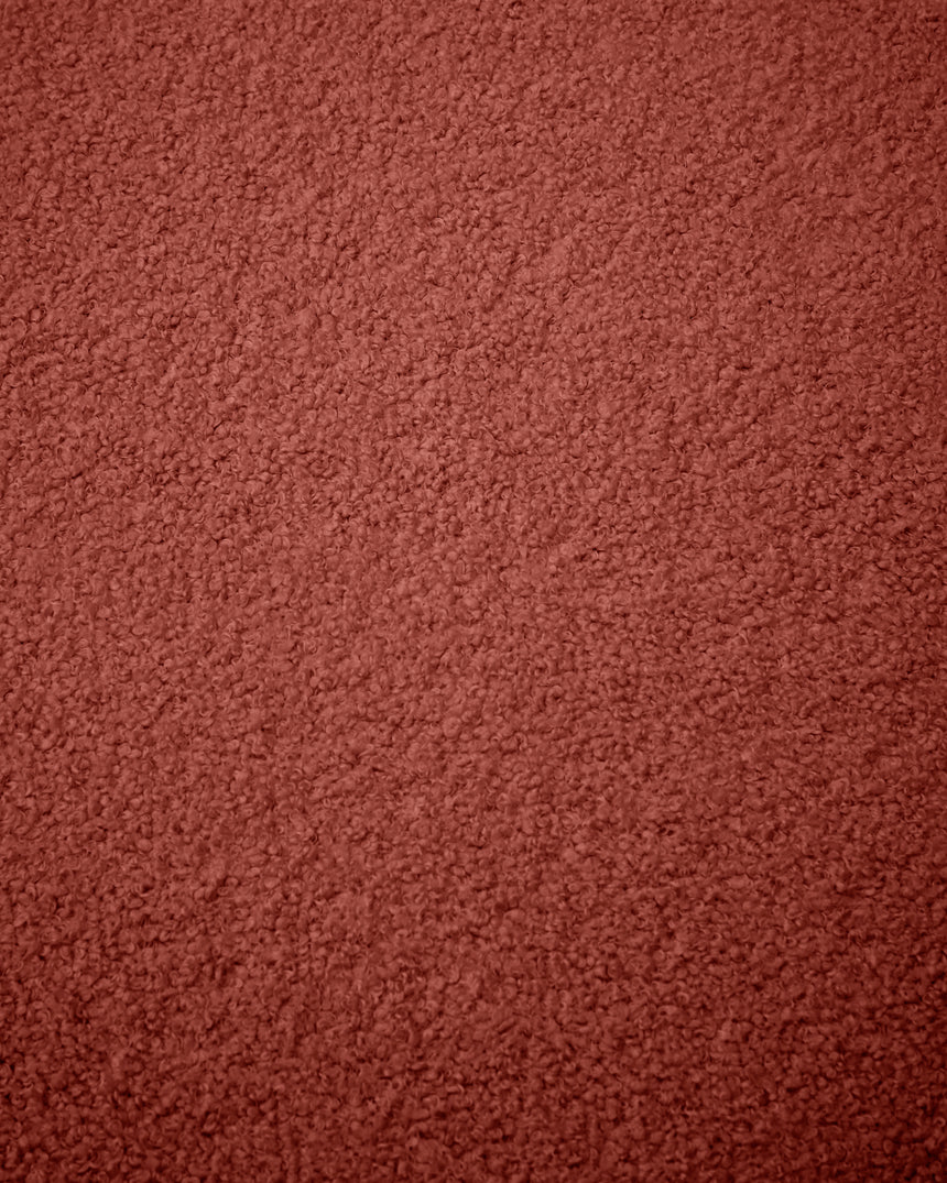 Fußhocker Kaeli mit abnehmbarem Bezug in terrakottafarbenem Bouclé Ø 60 cm - ZEN ZONE Furniture