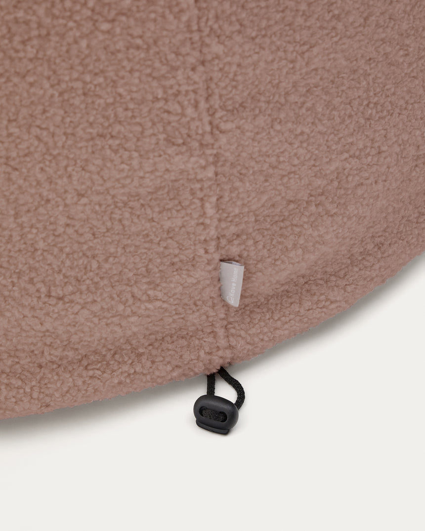 Fußhocker Kaeli mit abnehmbarem Bezug in rosa Bouclé Ø 60 cm - ZEN ZONE Furniture