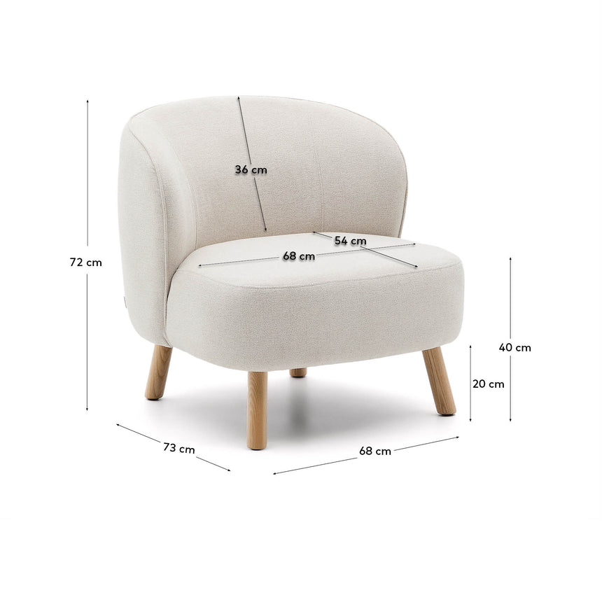 Sessel Ulit aus beigefarbenem Chenille und Beinen aus massivem Buchenholz mit natürlichem Finish - ZEN ZONE Furniture