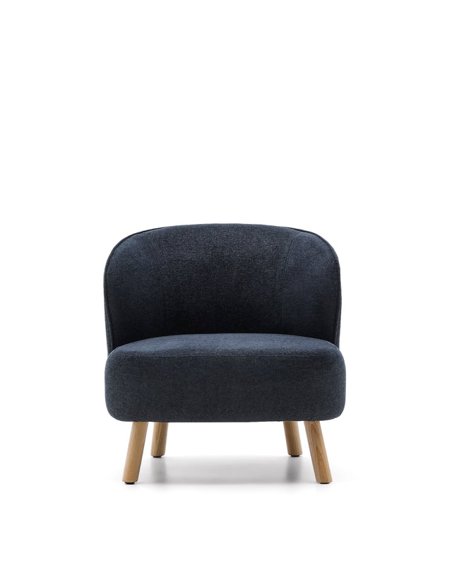Sessel Ulit aus blau-grauem Chenille und Beinen aus massivem Buchenholz mit natürlichem Finish. - ZEN ZONE Furniture