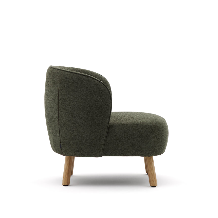 Sessel Ulit aus grünem Chenille und Beinen aus massivem Buchenholz mit natürlichem Finish - ZEN ZONE Furniture