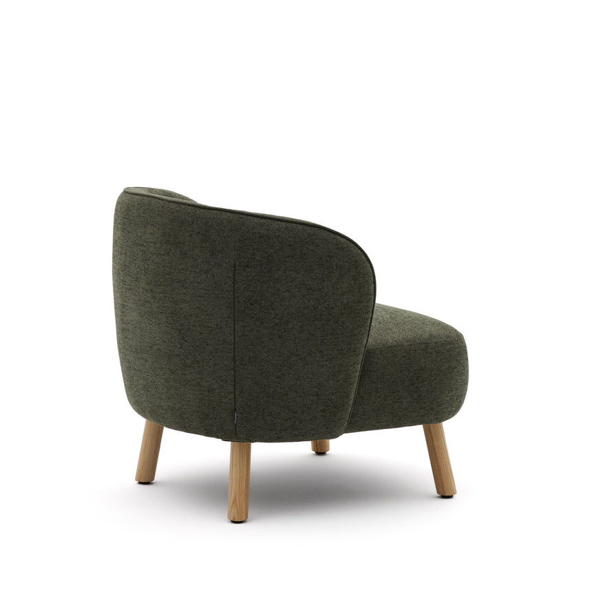 Sessel Ulit aus grünem Chenille und Beinen aus massivem Buchenholz mit natürlichem Finish - ZEN ZONE Furniture
