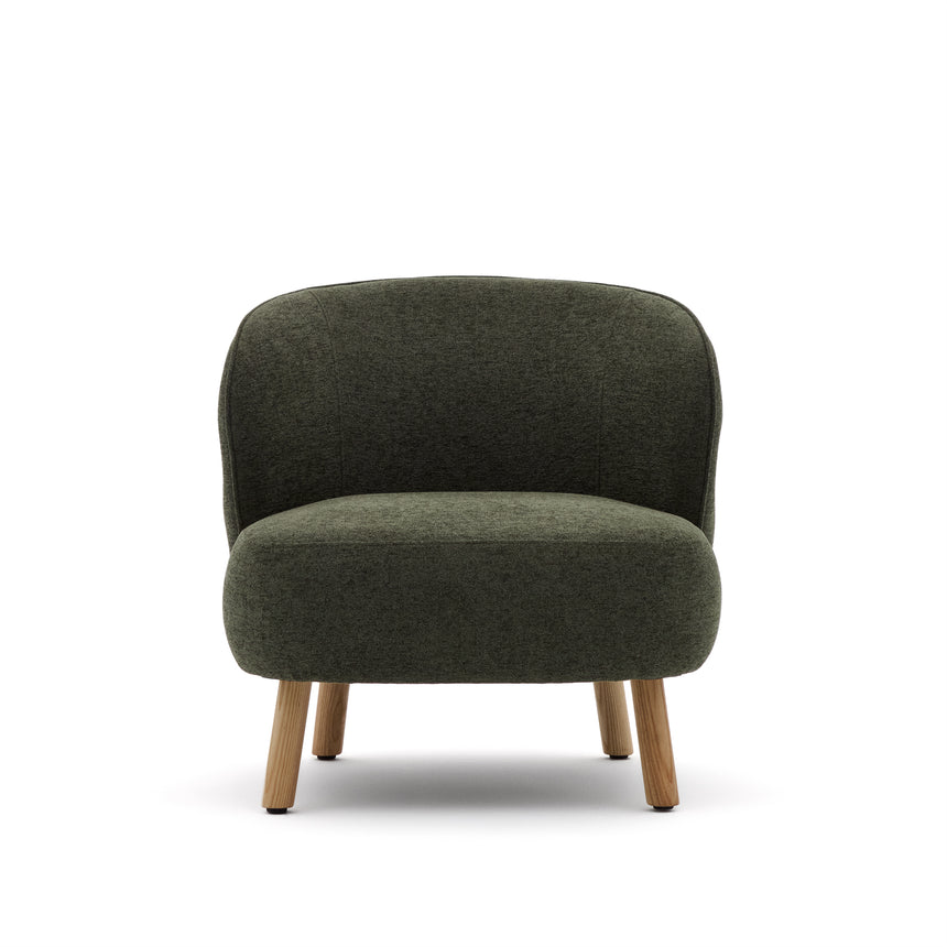 Sessel Ulit aus grünem Chenille und Beinen aus massivem Buchenholz mit natürlichem Finish - ZEN ZONE Furniture