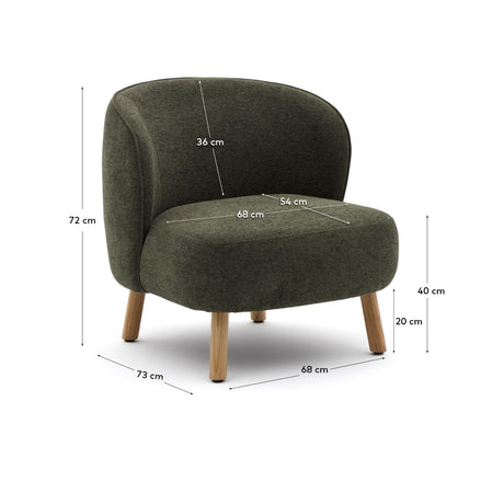 Sessel Ulit aus grünem Chenille und Beinen aus massivem Buchenholz mit natürlichem Finish - ZEN ZONE Furniture