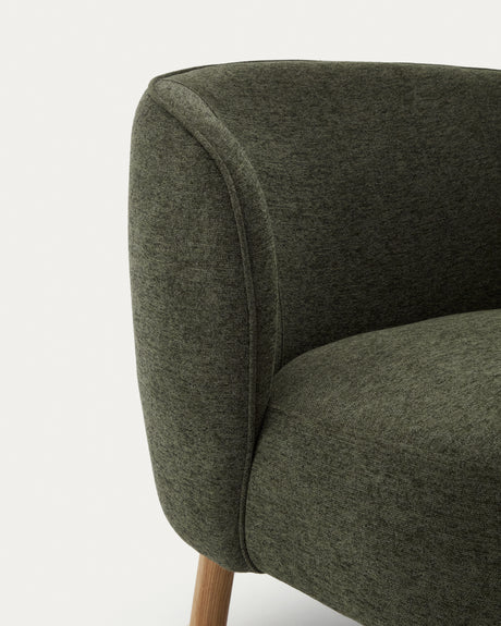 Sessel Ulit aus grünem Chenille und Beinen aus massivem Buchenholz mit natürlichem Finish - ZEN ZONE Furniture