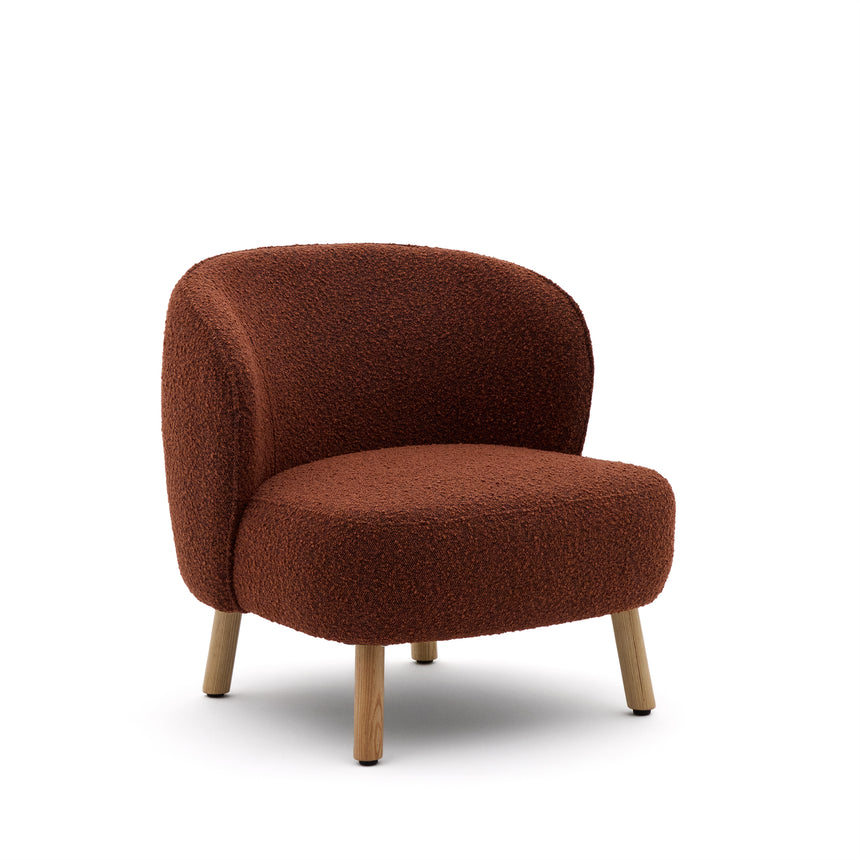 Sessel Ulit aus terrakottafarbener Chenille und Beinen aus massivem Buchenholz mit natürlichem Finish - ZEN ZONE Furniture
