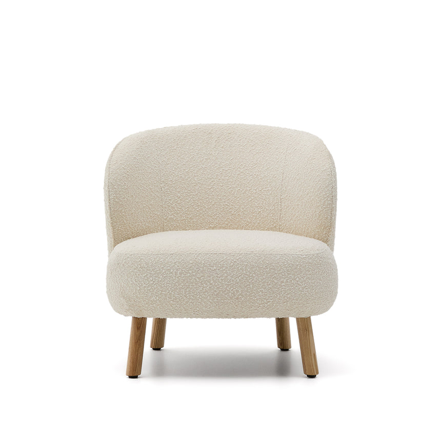 Sessel Ulit aus weißem Schaffell und Beinen aus massivem Buchenholz mit natürlichem Finish - ZEN ZONE Furniture