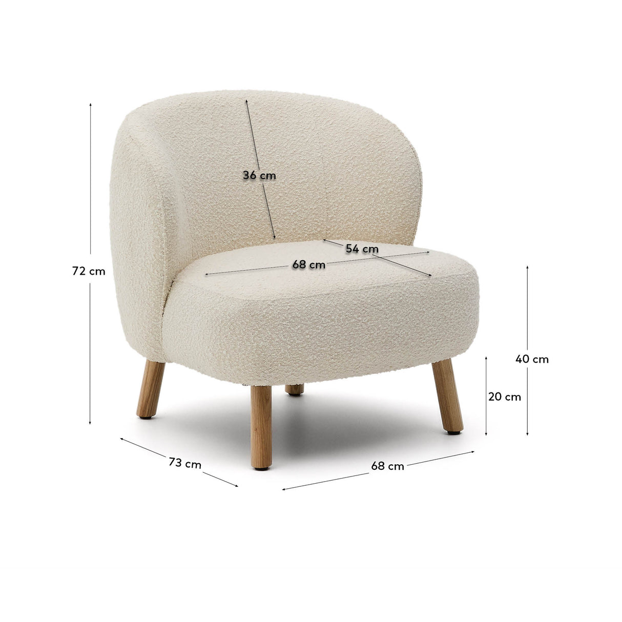 Sessel Ulit aus weißem Schaffell und Beinen aus massivem Buchenholz mit natürlichem Finish - ZEN ZONE Furniture