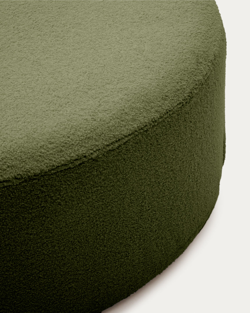 Fußhocker Kaeli mit abnehmbarem Bezug in grünem Bouclé Ø 90 cm - ZEN ZONE Furniture