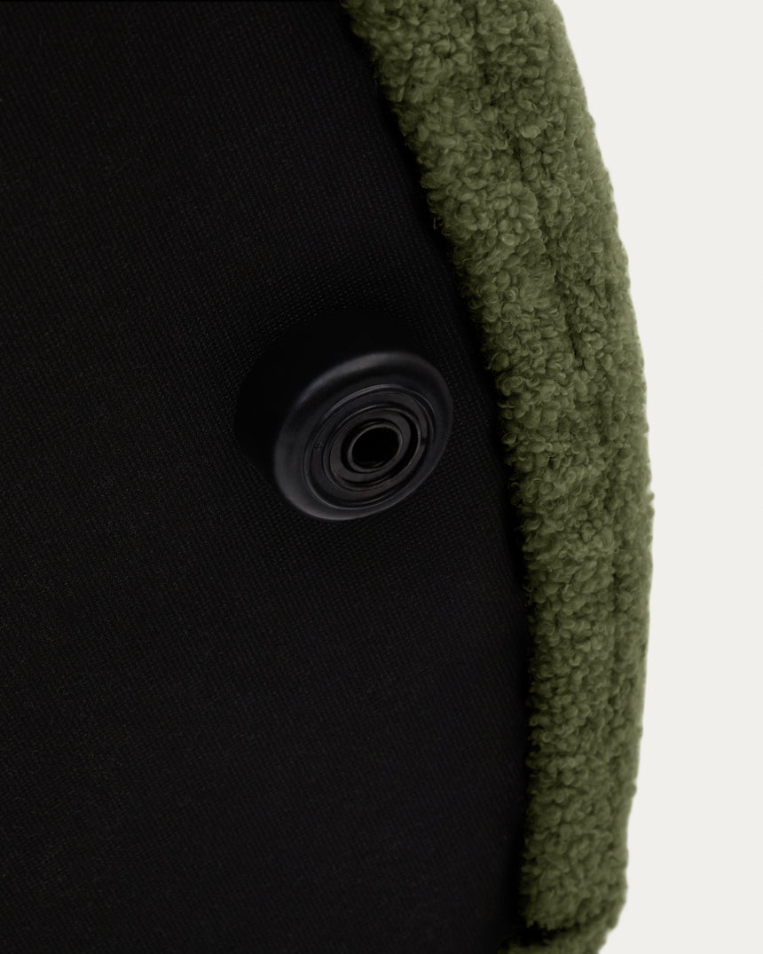 Fußhocker Kaeli mit abnehmbarem Bezug in grünem Bouclé Ø 90 cm - ZEN ZONE Furniture