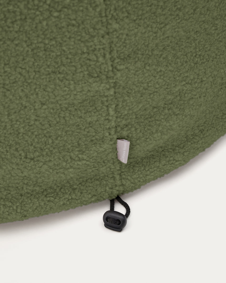 Fußhocker Kaeli mit abnehmbarem Bezug in grünem Bouclé Ø 90 cm - ZEN ZONE Furniture