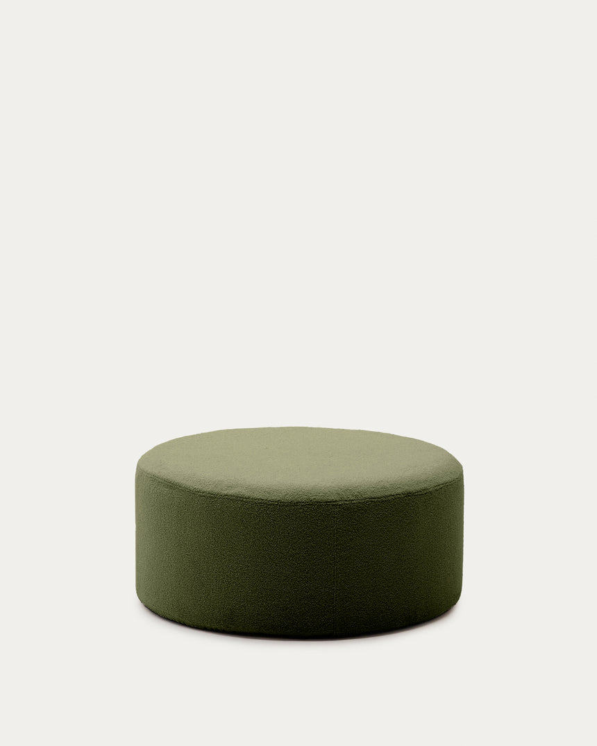 Fußhocker Kaeli mit abnehmbarem Bezug in grünem Bouclé Ø 90 cm - ZEN ZONE Furniture