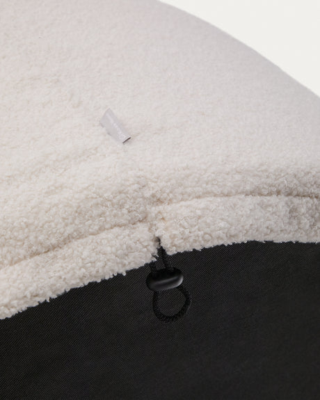 Fußhocker Kaeli mit abnehmbarem Bezug in Bouclé Farbe Écru Ø 90 cm - ZEN ZONE Furniture