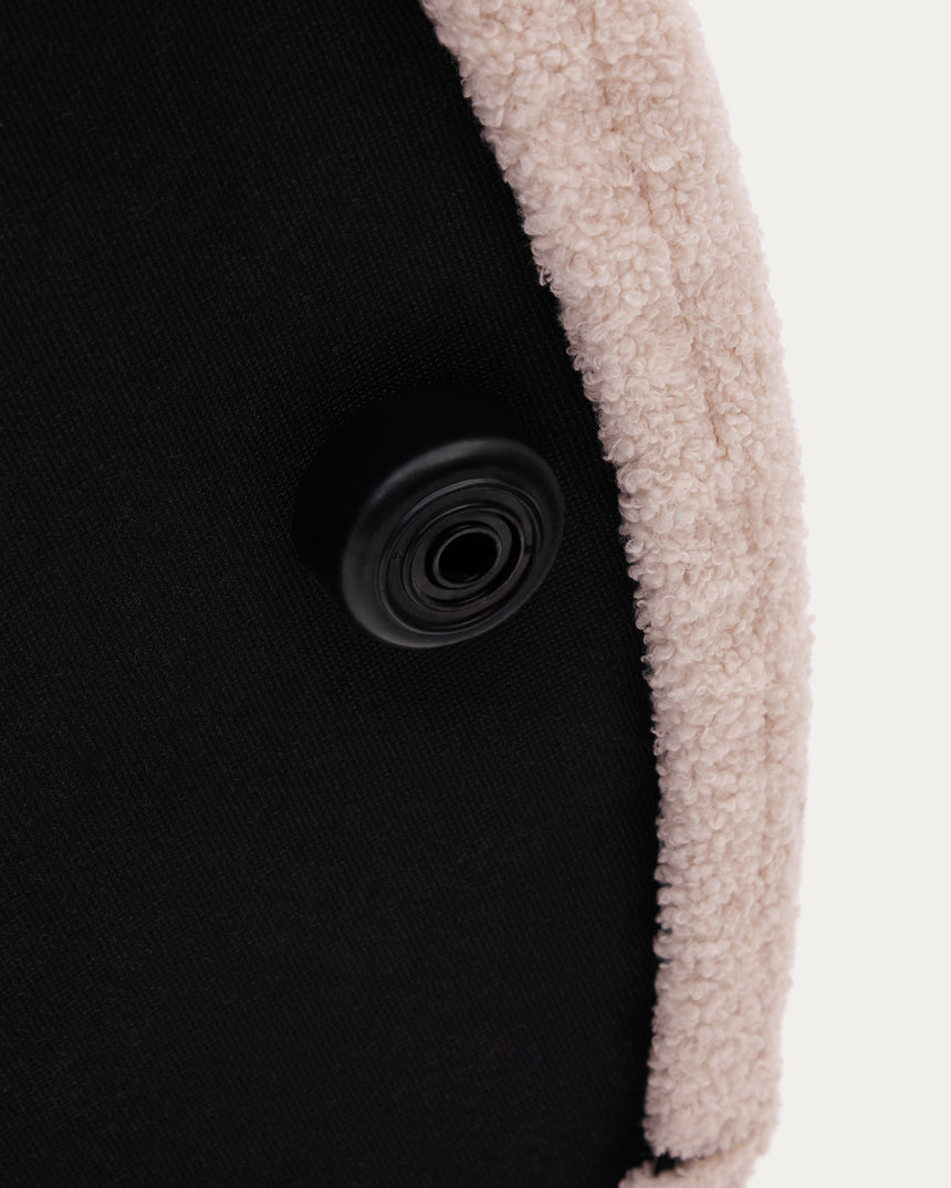 Fußhocker Kaeli mit abnehmbarem Bezug in rosa Bouclé Ø 90 cm - ZEN ZONE Furniture
