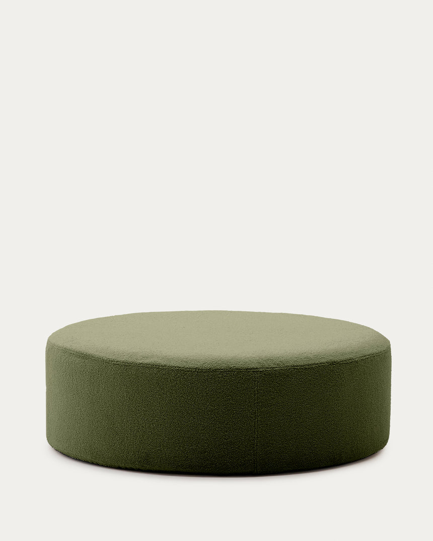 Fußhocker Kaeli mit abnehmbarem Bezug in grünem Bouclé Ø 120 cm - ZEN ZONE Furniture