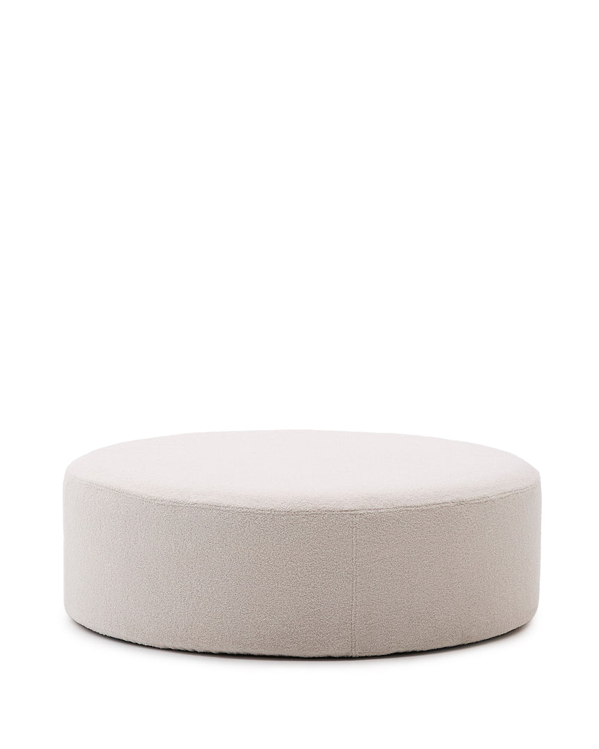 Fußhocker Kaeli mit abnehmbarem Bezug in Bouclé Farbe Écru Ø 120 cm - ZEN ZONE Furniture