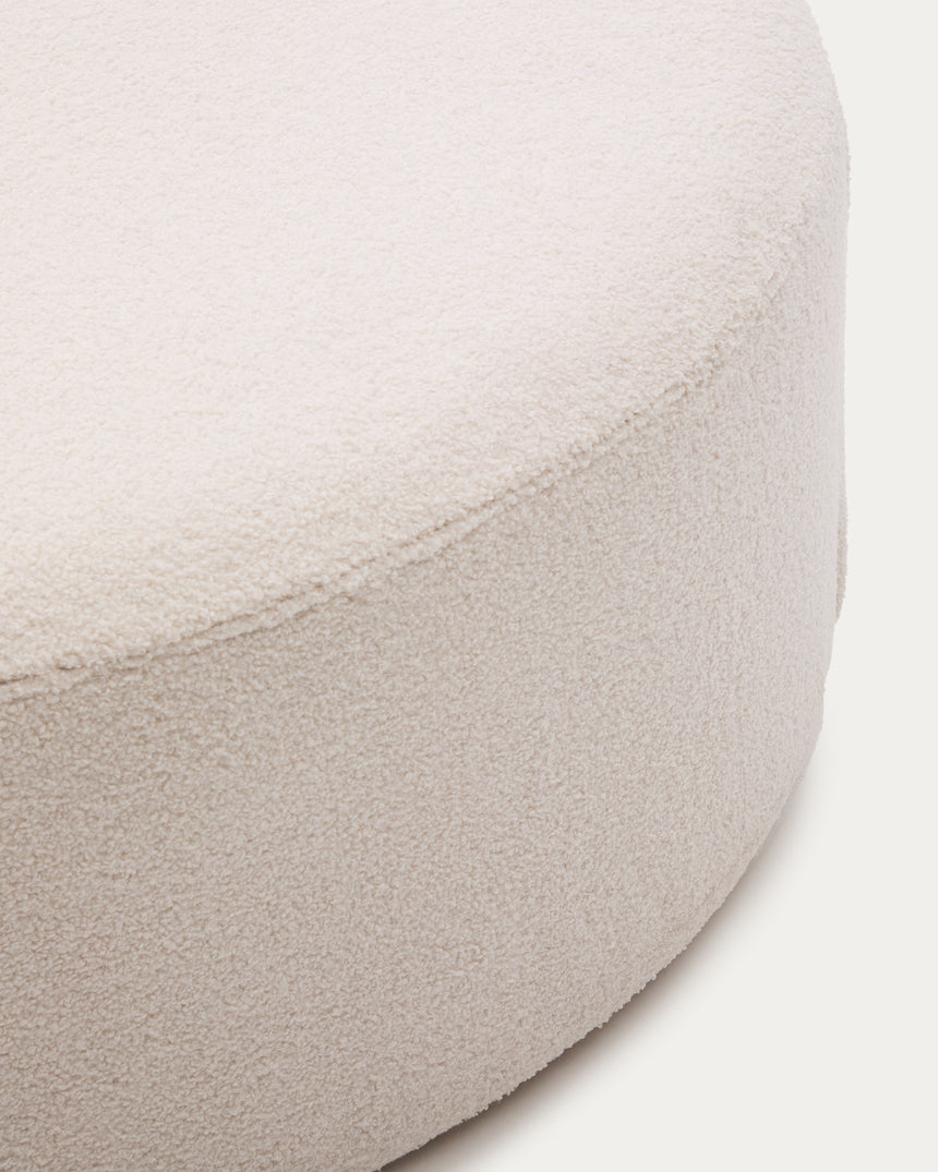 Fußhocker Kaeli mit abnehmbarem Bezug in Bouclé Farbe Écru Ø 120 cm - ZEN ZONE Furniture