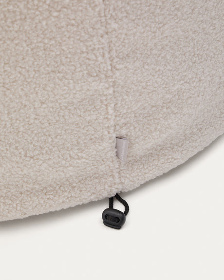 Fußhocker Kaeli mit abnehmbarem Bezug in Bouclé Farbe Écru Ø 120 cm - ZEN ZONE Furniture