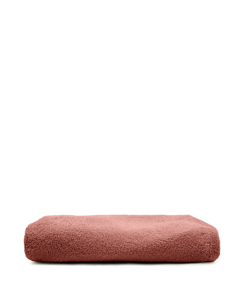 Bezug für Fußhocker Kaeli in terrakottafarbenem Bouclé Ø 60 cm - ZEN ZONE Furniture
