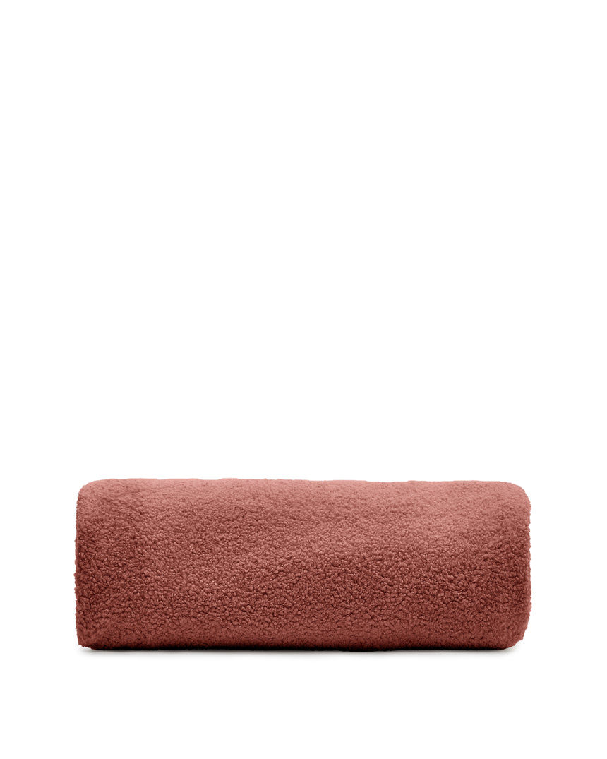 Bezug für Fußhocker Kaeli in terrakottafarbenem Bouclé Ø 90 cm - ZEN ZONE Furniture