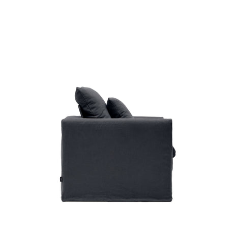 Nora Sessel mit abziehbarem Kissenbezug aus Leinen und Baumwolle anthrazitgrau 92 cm - ZEN ZONE Furniture