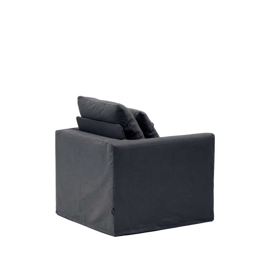 Nora Sessel mit abziehbarem Kissenbezug aus Leinen und Baumwolle anthrazitgrau 92 cm - ZEN ZONE Furniture