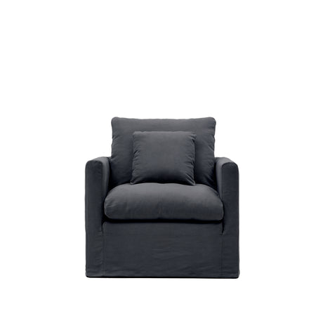 Nora Sessel mit abziehbarem Kissenbezug aus Leinen und Baumwolle anthrazitgrau 92 cm - ZEN ZONE Furniture