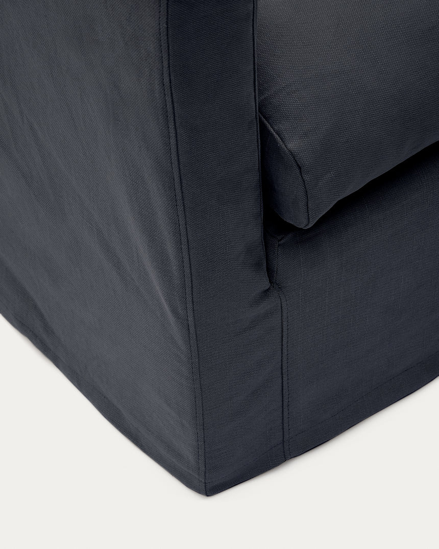 Nora Sessel mit abziehbarem Kissenbezug aus Leinen und Baumwolle anthrazitgrau 92 cm - ZEN ZONE Furniture