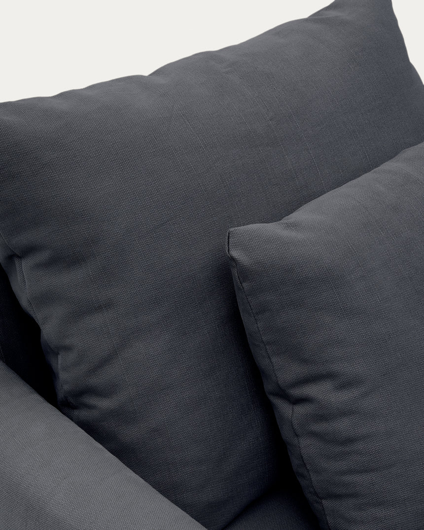 Nora Sessel mit abziehbarem Kissenbezug aus Leinen und Baumwolle anthrazitgrau 92 cm - ZEN ZONE Furniture