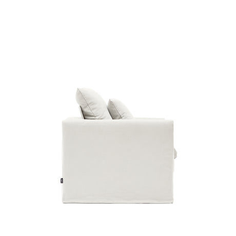 Nora Sessel mit abziehbarem Kissenbezug aus Leinen und Baumwolle naturfarben 92 cm - ZEN ZONE Furniture