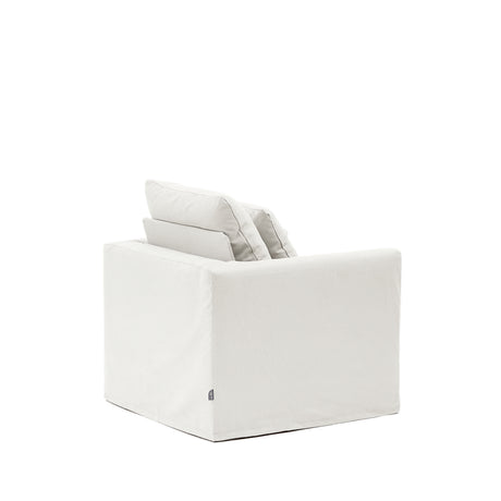 Nora Sessel mit abziehbarem Kissenbezug aus Leinen und Baumwolle naturfarben 92 cm - ZEN ZONE Furniture