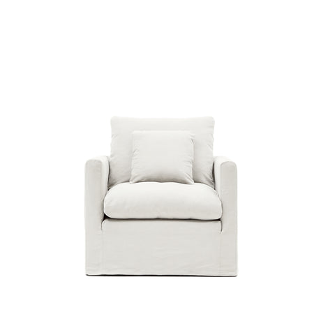 Nora Sessel mit abziehbarem Kissenbezug aus Leinen und Baumwolle naturfarben 92 cm - ZEN ZONE Furniture